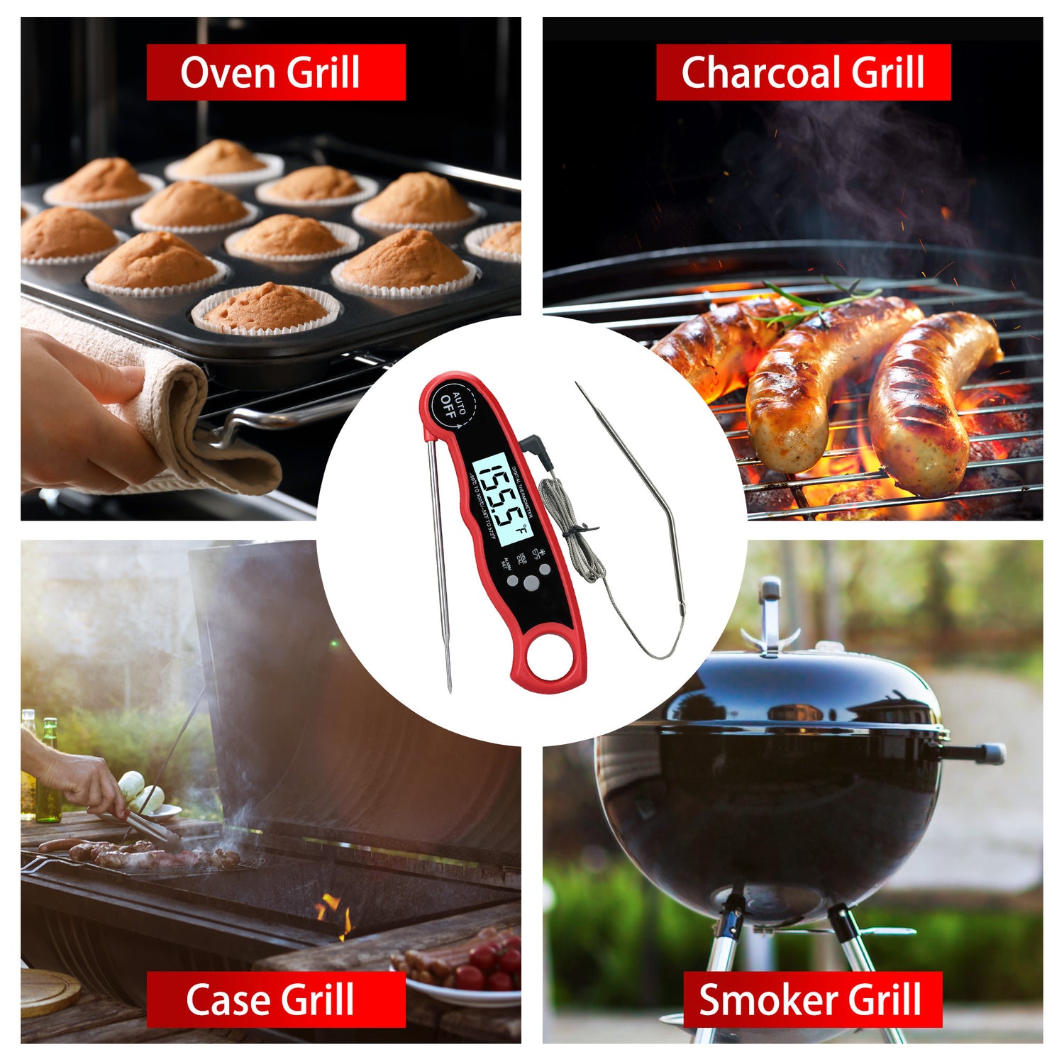 Wireless Meat Thermometer, Food Cooking Grill Smoker